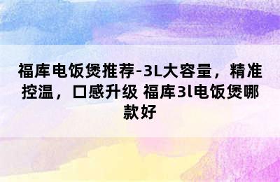 福库电饭煲推荐-3L大容量，精准控温，口感升级 福库3l电饭煲哪款好